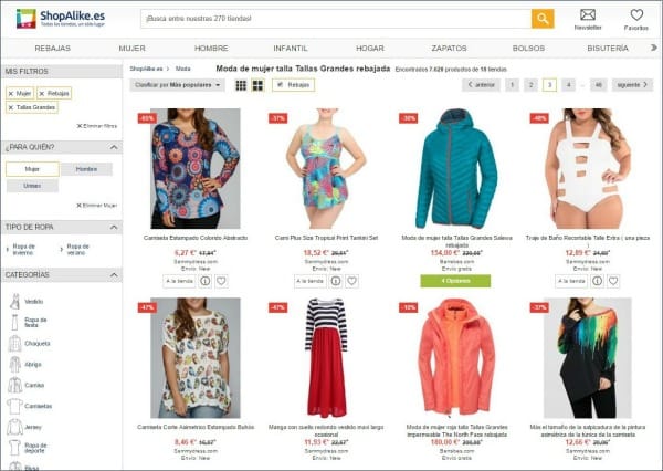 ShopAlike - Rebajas Moda de mujer Tallas Grandes Compra online