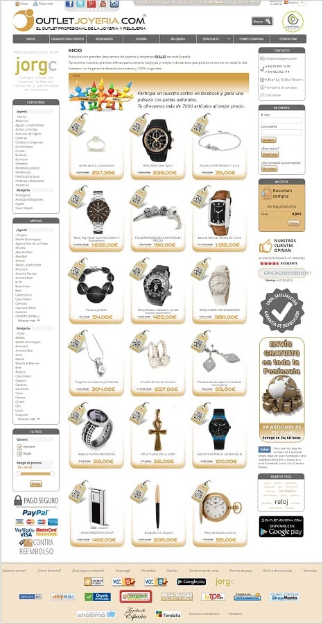 Comprar Joyas y Relojes Baratos Ofertas Descuentos Outlet Joyeria