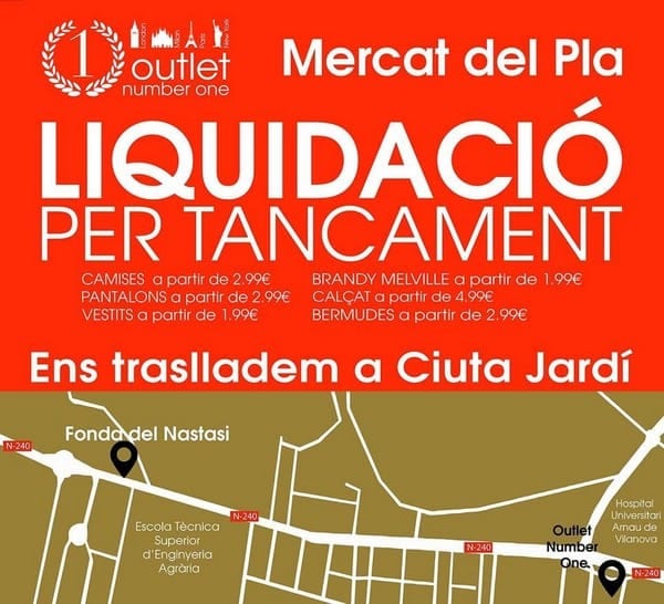Liquidación por cierre - Outlet Number One Lleida - Marzo 2017 - NOB 284